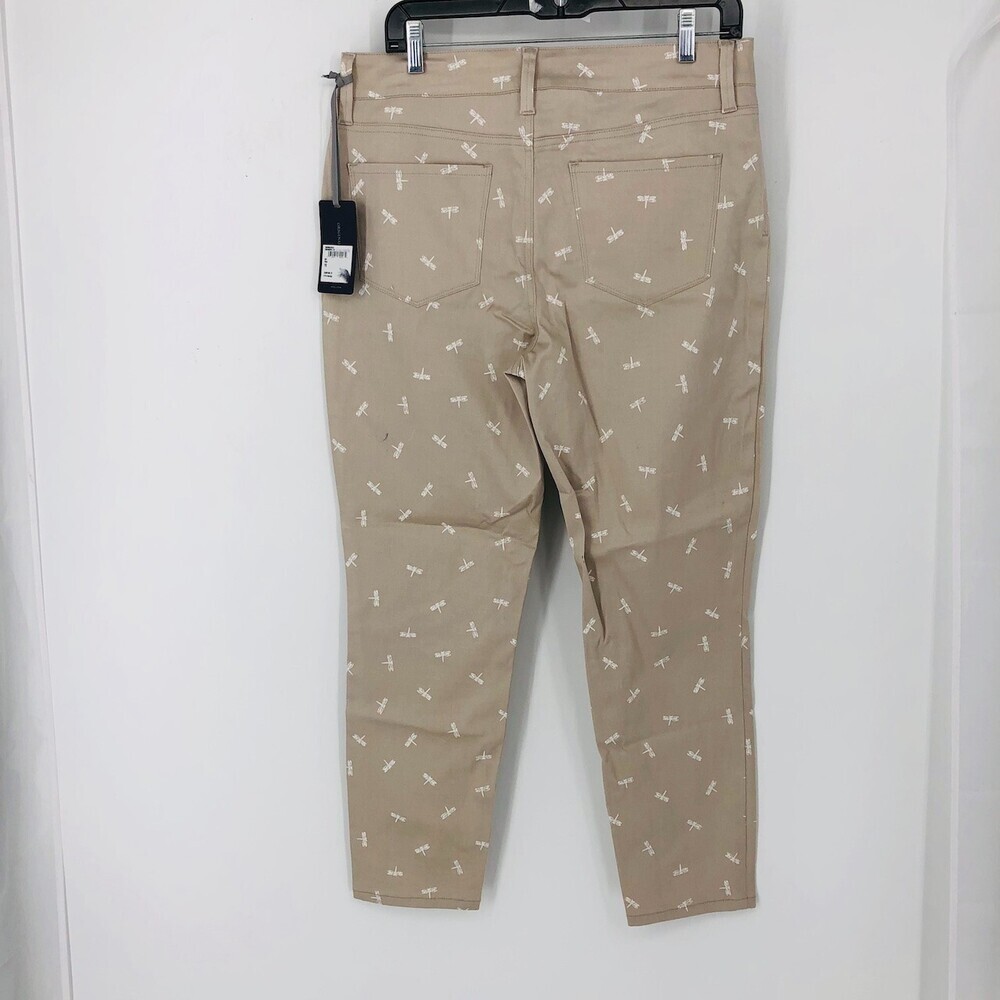 NYDJ Women's Beige Dragonfly Print Cotton 5-Pocket Stretch Ankle Pants Size 10 - Picture 2 of 7